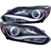 Thumbnail for ANZO 2012-2014 Ford Focus Projector Headlights w/ Plank Style Design Black