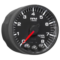 Thumbnail for Autometer Spek-Pro Black 2 1/16 inch 8K RPM Tach w/ Shift Light and Peak Memory