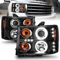 Thumbnail for ANZO 2007-2013 Gmc Sierra 1500 Projector Headlights w/ Halo Black