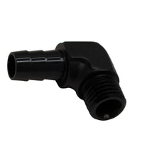 Thumbnail for DeatschWerks Metric M12 to 3/8in Hose Barb 90-Degree Fitting w/ Venturi Port - Anodized Matte Black
