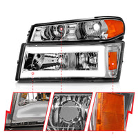 Thumbnail for ANZO 04-12 GM Colorado/Canyon/I-Series Crystal Headlights - w/ Light Bar Chrome Housing 4pcs