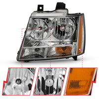 Thumbnail for ANZO 2007-2014 Chevy TahOE Crystal Headlight Chrome Amber(OE)