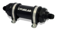 Thumbnail for Fuelab 828 In-Line Fuel Filter Long -10AN In/Out 10 Micron Fabric - Black