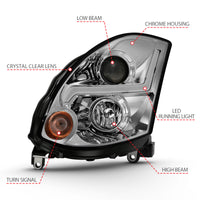 Thumbnail for ANZO 2003-2007 Infiniti G35 Projector Headlight Plank Style Black (HID Compatible, No HID Kit )
