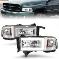 Thumbnail for ANZO 94-02 Dodge RAM Crystal Headlight - w/ Light Bar Chrome Housing