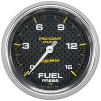 Thumbnail for Autometer Marine Carbon Fiber 2-5/8in 15 PSI Digital Stepper Motor Fuel Pressure Gauge