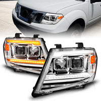 Thumbnail for ANZO 09-20 Nissan Frontier Chrome Projector Plank Style DRL w/ Switchback & Sequential LED DRL