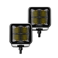 Thumbnail for Go Rhino Xplor Blackout Series Cube LED Flood Light Kit (Surface/Threaded Stud Mnt) 2x2 - Blk (Pair)