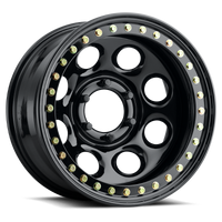 Thumbnail for Raceline RT81 Rock 8 16x8in / 5x139.7 BP / -19mm Offset / 107.95mm Bore - Gloss Black Beadlock Wheel
