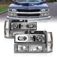 Thumbnail for ANZO 88-98 Chevrolet C1500 Crystal Headlights Chrome Housing w/ Signal and Side Marker Lights