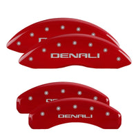 Thumbnail for MGP 4 Caliper Covers Engraved Front & Rear Denali Red Finish Silver Char 2019 GMC Sierra 1500