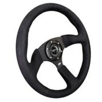 Thumbnail for NRG Reinforced Steering Wheel (350mm / 2.5in. Deep)Blk Alcantara Comfort Grip w/4mm Matte Blk Spokes