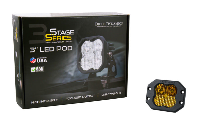 Diode Dynamics SS3 LED Pod Sport - Yellow Driving Flush (Single)