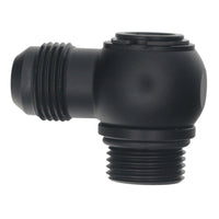 Thumbnail for DeatschWerks 10AN ORB Male to 10AN Male Flare Low Profile 90-Degree Swivel - Anodized Matte Black