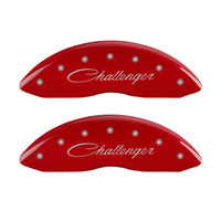 Thumbnail for MGP 4 Caliper Covers Engraved Front Cursive/Challenger Engraved Rear RT Red finish silver ch