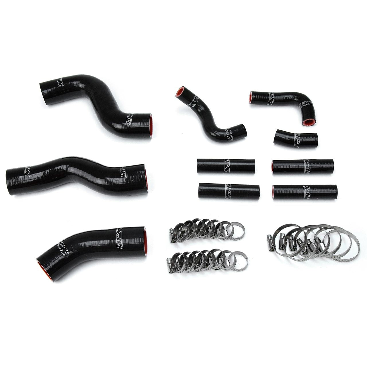 HPS Black Reinforced Silicone Radiator + Pesky Heater Hose Kit 1FZ-FE for Lexus 96-97 LX450 FJ80 4.5L I6 without rear heater