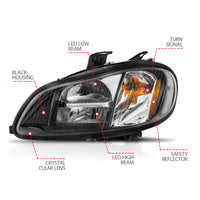 Thumbnail for ANZO 2002-2014 Freightliner M2 LED Crystal Headlights Black Housing w/ Clear Lens (Pair)