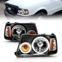 Thumbnail for ANZO 2001-2011 Ford Ranger Projector Headlights w/ Halo Black (CCFL) 1 pc