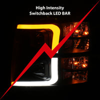 Thumbnail for ANZO 07-13 Chevrolet Silverado 1500 Plank Style Projector Headlights Black w/ Amber