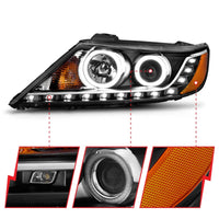 Thumbnail for ANZO 2011-2013 Kia Sorento Projector Headlights w/ Halo Black (CCFL)