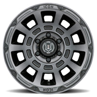 Thumbnail for ICON Thrust 17x8.5 6x5.5 0mm Offset 4.75in BS 106.1mm Bore Smoked Satin Black Wheel