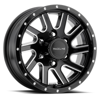 Thumbnail for Raceline 820M Twisted 15x5in / 5x114.3 BP / 0mm Offset / 3.19mm Bore - Black & Machined Wheel