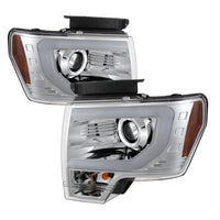 Thumbnail for Spyder Ford F150 09-14 Projector Headlights Halogen Model- Light Bar DRL Chrm PRO-YD-FF15009-LBDRL-C