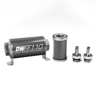 Thumbnail for DeatschWerks Stainless Steel 3/8in 40 Micron Universal Inline Fuel Filter Housing Kit (110mm)