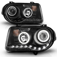Thumbnail for ANZO 2005-2010 Chrysler 300C Projector Headlights w/ Halo Black (CCFL) G2