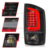 Thumbnail for ANZO 2002-2006 Dodge  Ram 1500 LED Tail Lights w/ Light Bar Black Housing Clear Lens