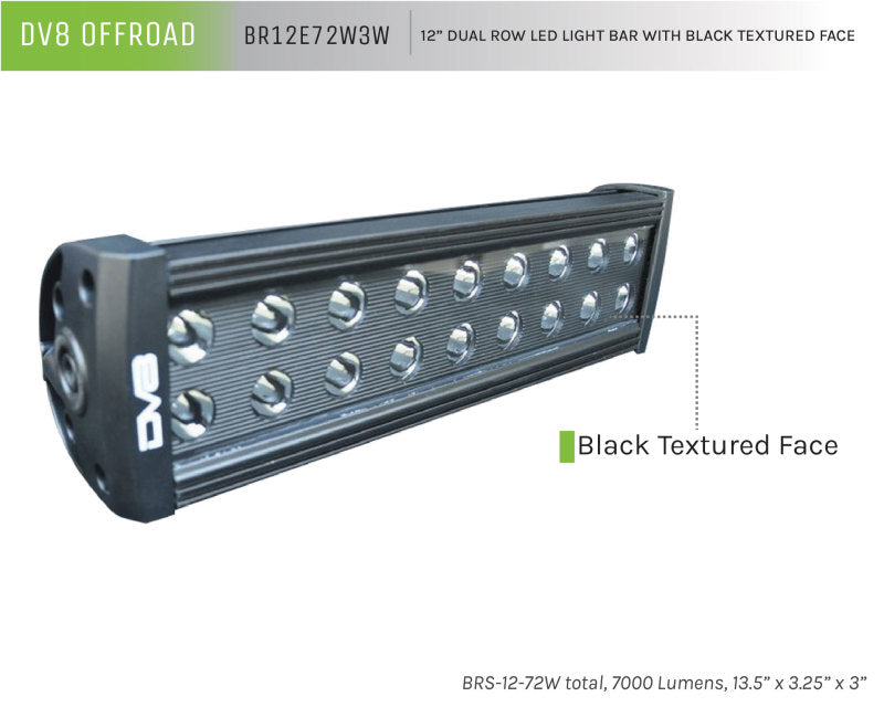 DV8 Offroad BRS Pro Series 12in Light Bar 72W Flood/Spot 3W LED - Black