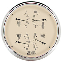 Thumbnail for Autometer 5 inch Antique Beige 2 Piece Gauge Kit - Quad & Speedometer