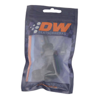 Thumbnail for DeatschWerks 8AN Male Flare to 5/16in Male Barb Bulkhead Adapter 90-Degree - Anodized Matte Black