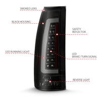 Thumbnail for ANZO 1999-2000 Cadillac Escalade LED Taillights Black Housing Smoke Lens Pair