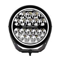 Thumbnail for Go Rhino Xplor Blackout Series Round LED Driving Light w/DRL (Surface/Threaded Stud Mnt) 7in. - Blk
