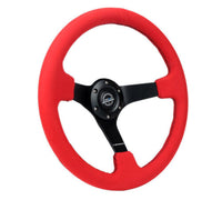 Thumbnail for NRG Reinforced Steering Wheel (350mm/3in. Deep) Matte Black Spoke/ Red Alcantara w/ Black Stitching