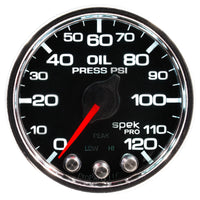 Thumbnail for Autometer Spek-Pro Gauge Oil Press 2 1/16in 120psi Stepper Motor W/Peak & Warn Blk/Chrm