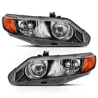 Thumbnail for ANZO 2006-2011 Honda Civic 4 Door Crystal Headlight Black Amber (OE Replacement)