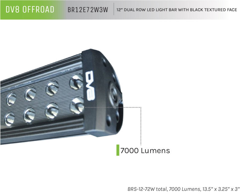 DV8 Offroad BRS Pro Series 12in Light Bar 72W Flood/Spot 3W LED - Black