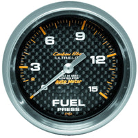 Thumbnail for AutoMeter Gauge Fuel Pressure 2-5/8in. 15PSI Mech. Incl. Isolator Carbon Fiber