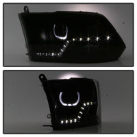 Thumbnail for xTune Dodge Ram 2009-2014 Halo LED Projector Headlights - Black Smoke PRO-JH-DR09-CFB-BSM