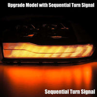 Thumbnail for AlphaRex 09-18 Dodge Ram 1500HD LUXX LED Proj Headlights Plnk Style Blk w/Activ Light/Seq Signal/DRL