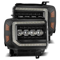 Thumbnail for AlphaRex 14-18 GMC Sierra NOVA LED Proj Headlights Plank Style Black w/Activ Light/Seq Signal/DRL