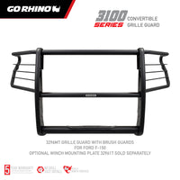 Thumbnail for Go Rhino 18-20 Ford F-150 3100 Series StepGuard Center Grille + Brush Guard - Tex. Blk
