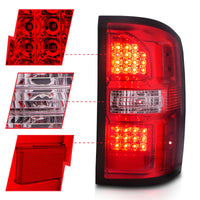 Thumbnail for ANZO 2014-2018 GMC Sierra LED Tail Lights Black Housing Red/Clear Lens