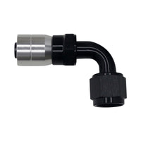 Thumbnail for DeatschWerks 8AN Female Swivel 90-Degree Crimping Style Hose End CPE - Anodized Matte Black