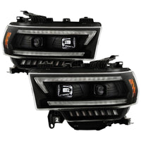 Thumbnail for Spyder 19-22 Dodge Ram 2500 (Halogen Only) Projector Headlights - Black PRO-YD-DR19HDHALSI-SEQ-BK