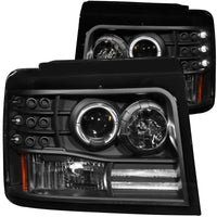 Thumbnail for ANZO 1992-1996 Ford F-150 Projector Headlights w/ Halo Black w/ Side Markers and Parking Lights