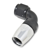 Thumbnail for Russell Performance -6 AN Black/Silver 90 Degree Full Flow Hose End