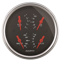 Thumbnail for Autometer Designer Black 3.375in Quad Gauge - Fuel Level / Oil Pressure / Water Temp. / Voltmeter